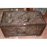 A Chinese carved hardwood trunk