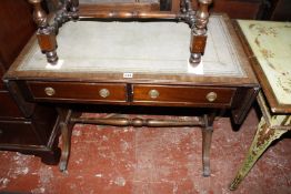 A 19th century mahogany side table on twisted supports and a Regency style mahogany sofa table and a