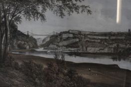Two Lithographs of Clifton Suspension Bridge published by James Bolton, 30cm x 45cm (2)
