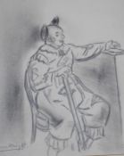 English School (Early 20th Century)   Clowns;  Circus performers  Charcoal drawings  Signed Laura