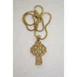 A 9ct gold Scottish cross pendant marked 375, 10.5g approx. on a 9ct gold chain, marked 375 and 18ct
