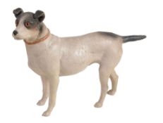 A Continental cold-painted terracotta model of a terrier, late 19th century  A Continental cold-