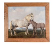 Walter Harrowing (1838-1913) - A mare with foal in an open landscape Oil on canvas Signed and dated