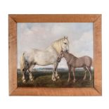 Walter Harrowing (1838-1913) - A mare with foal in an open landscape Oil on canvas Signed and dated
