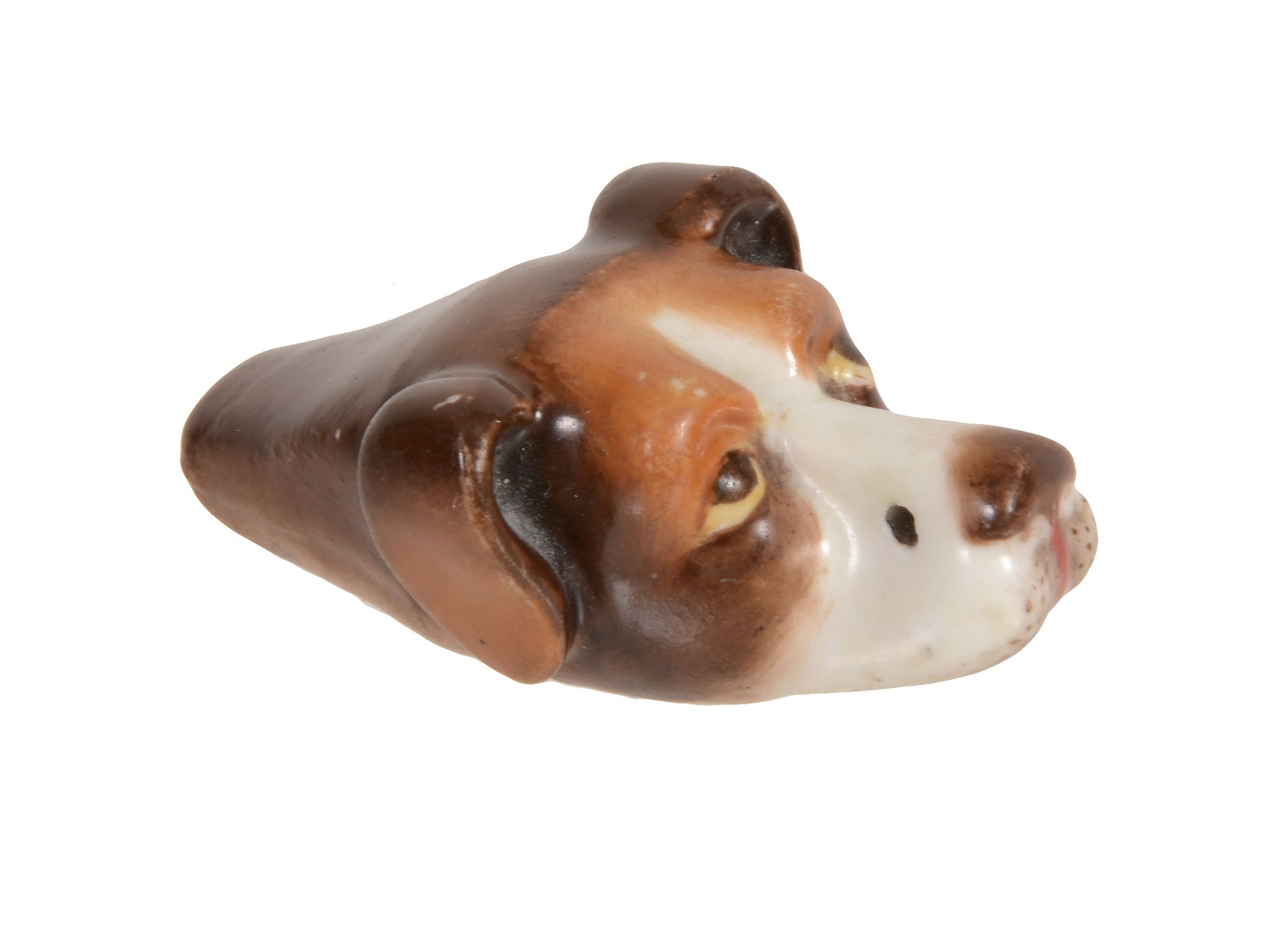 A Royal Worcester porcelain hound's-head whistle, date code for 1922, 5cm long  A Royal Worcester