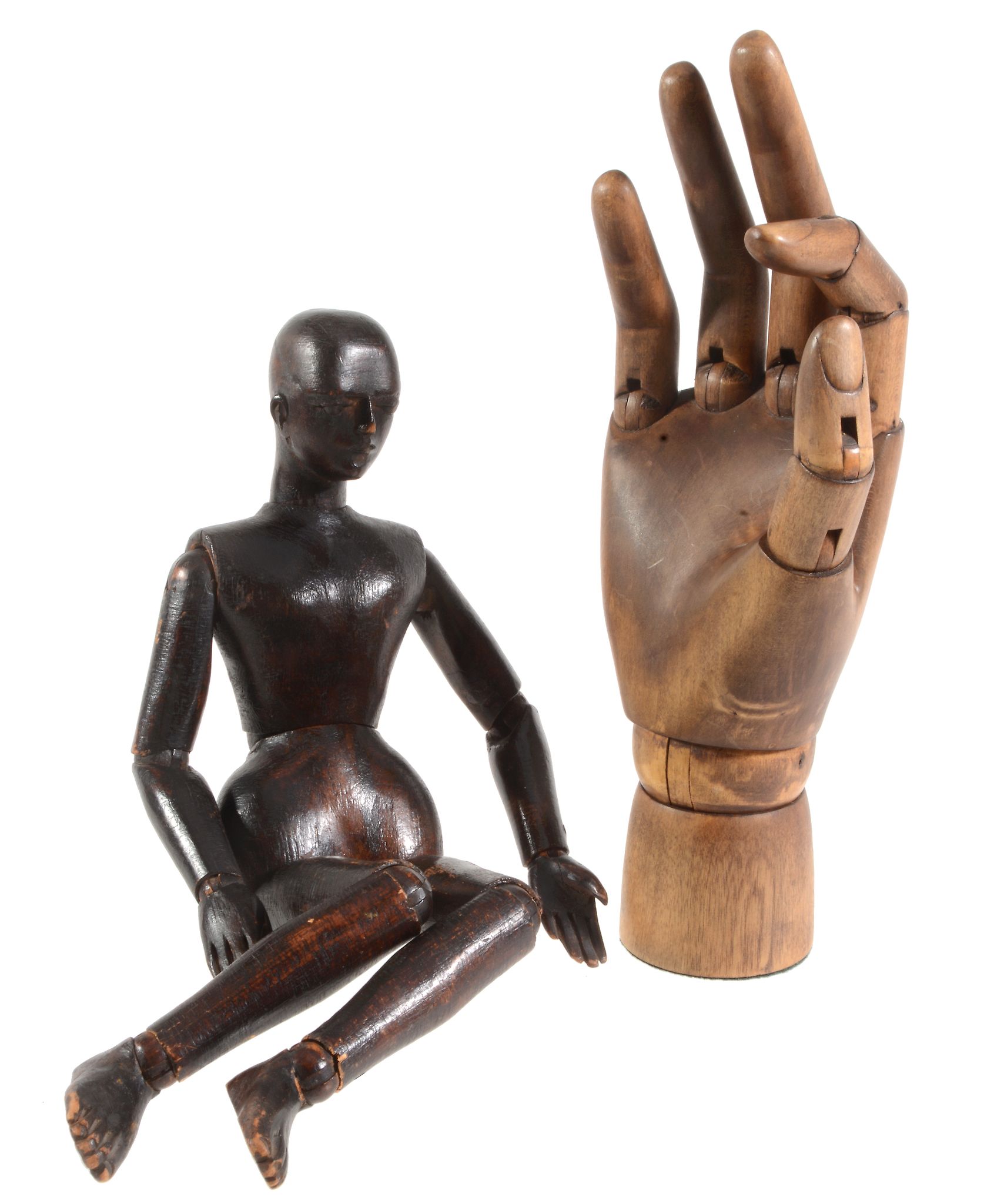 A Victorian carved and stained pine artist's lay figure, late 19th century  A Victorian carved and