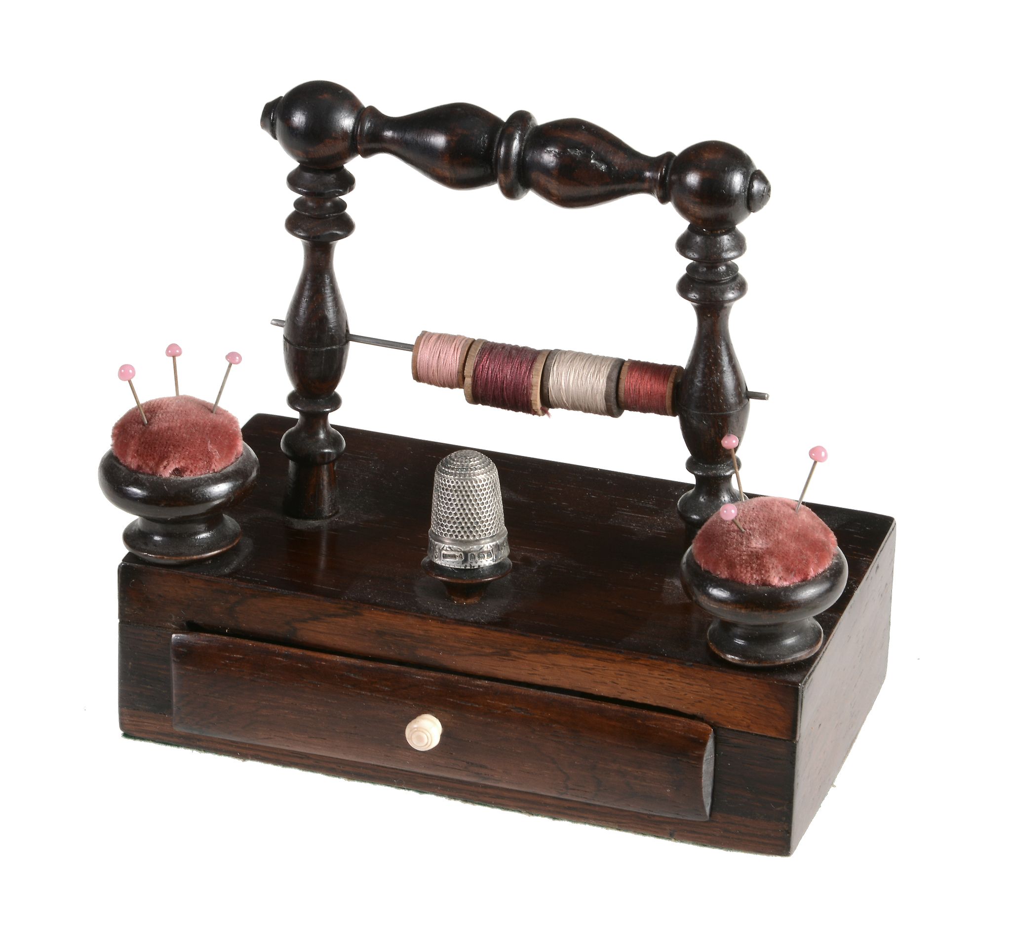 A Regency rosewood sewing stand, circa 1815  A Regency rosewood sewing stand, circa 1815, the