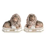 A pair of John & Rebecca Lloyd of Shelton models of recumbent lion and lamb...  A pair of John  &