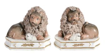 A pair of John & Rebecca Lloyd of Shelton models of recumbent lion and lamb...  A pair of John  &