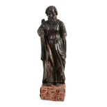 A Continental sculpted and stained wood model of a saint, possibly Saint Joseph  A Continental