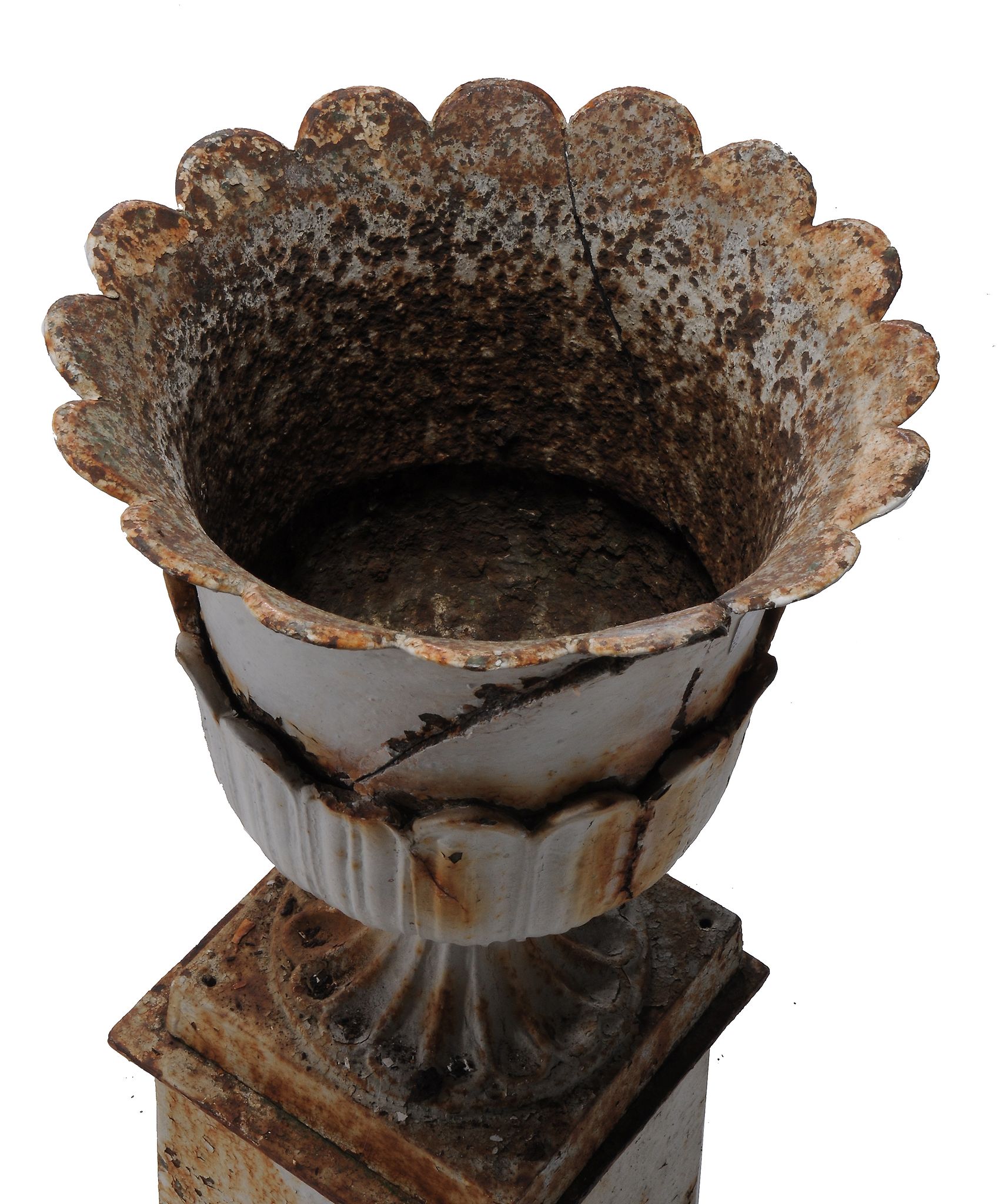 A pair of French cast iron garden urn planters , circa 1820  A pair of French cast iron garden urn - Image 3 of 3