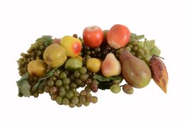 A selection of Victorian naturalistically modelled wax fruit, including grapes  A selection of