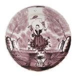 A Dutch Delft manganese charger, second half 18th century  A Dutch Delft manganese charger,   second