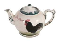 A Wemyss 'Bonjour' teapot and cover, circa 1900, painted by Karel Nekola  A Wemyss 'Bonjour'