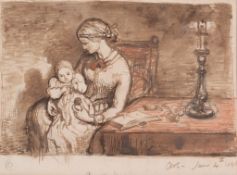 Attributed to Charles West Cope (1811-1890) - Study of a mother nursing her child Pen and brown ink,