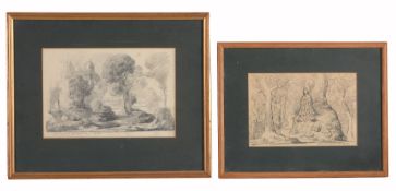 Harold Hitchens (fl.1970s) - A pair of woodland studies Pen and black ink and graphite Both signed