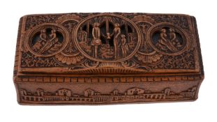 A French fruitwood rectangular table box, mid 18th century  A French fruitwood rectangular table