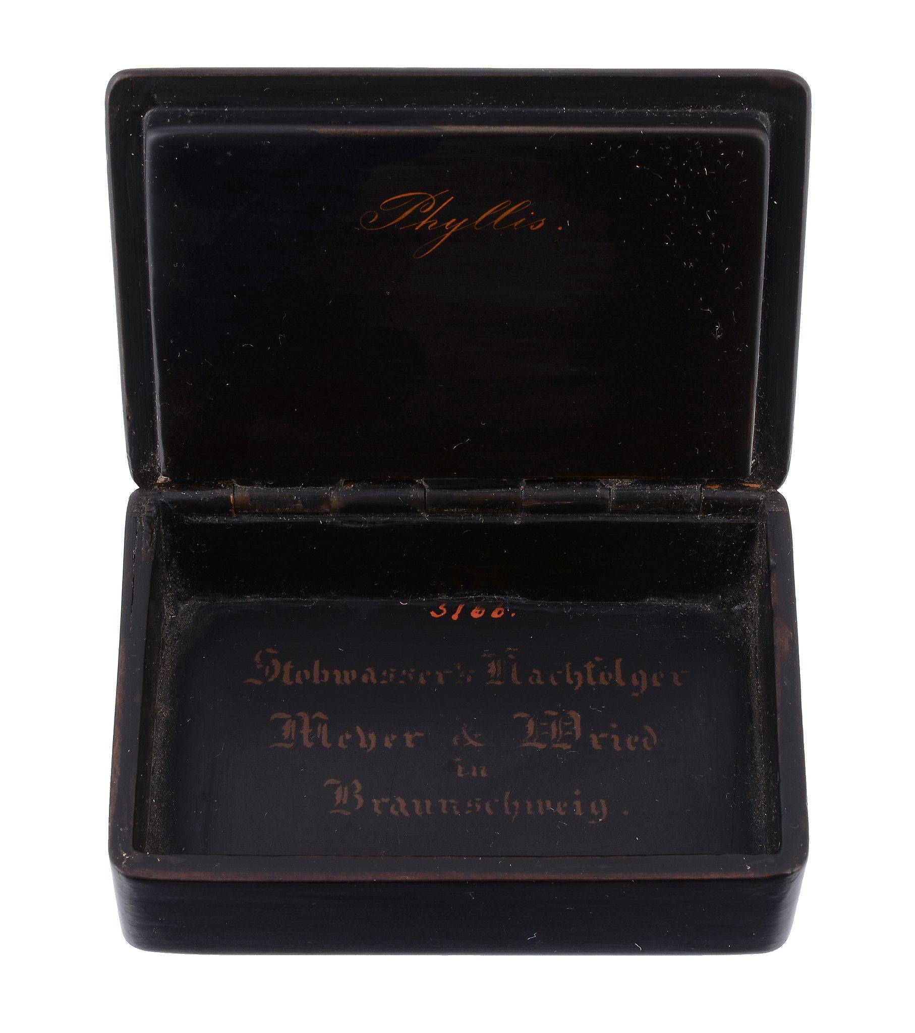 A German papier mache rectangular snuff box by Meyer & Wried, post 1832  A German papier mache - Image 2 of 2