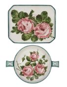 A Wemyss comb tray, circa 1900, painted with roses  A Wemyss comb tray, circa 1900,   painted with