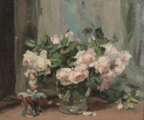 Alice Mary Burton (1893-1968) - Still life of roses in a vase Oil on canvas Signed lower left 52 x