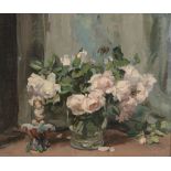 Alice Mary Burton (1893-1968) - Still life of roses in a vase Oil on canvas Signed lower left 52 x