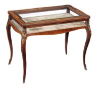 A French rosewood vitrine table, late 19th century  A French rosewood vitrine table,   late 19th