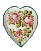 A Wemyss heart shaped tray, circa 1900, painted with cabbage roses, impressed  A Wemyss heart shaped