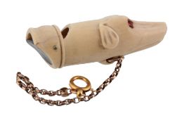 A mid Victorian ivory and ebony novelty whistle  A mid Victorian ivory and ebony novelty
