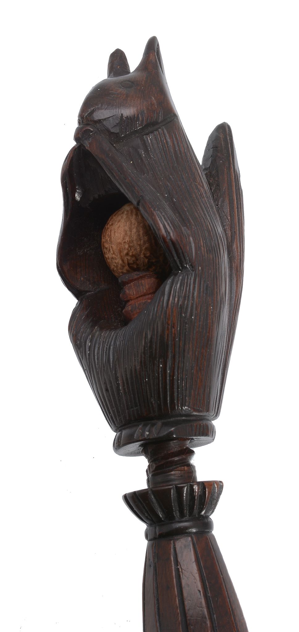 A mahogany and bone snuff box, circa 1870, carved as an open toed sandal  A mahogany and bone - Image 2 of 3