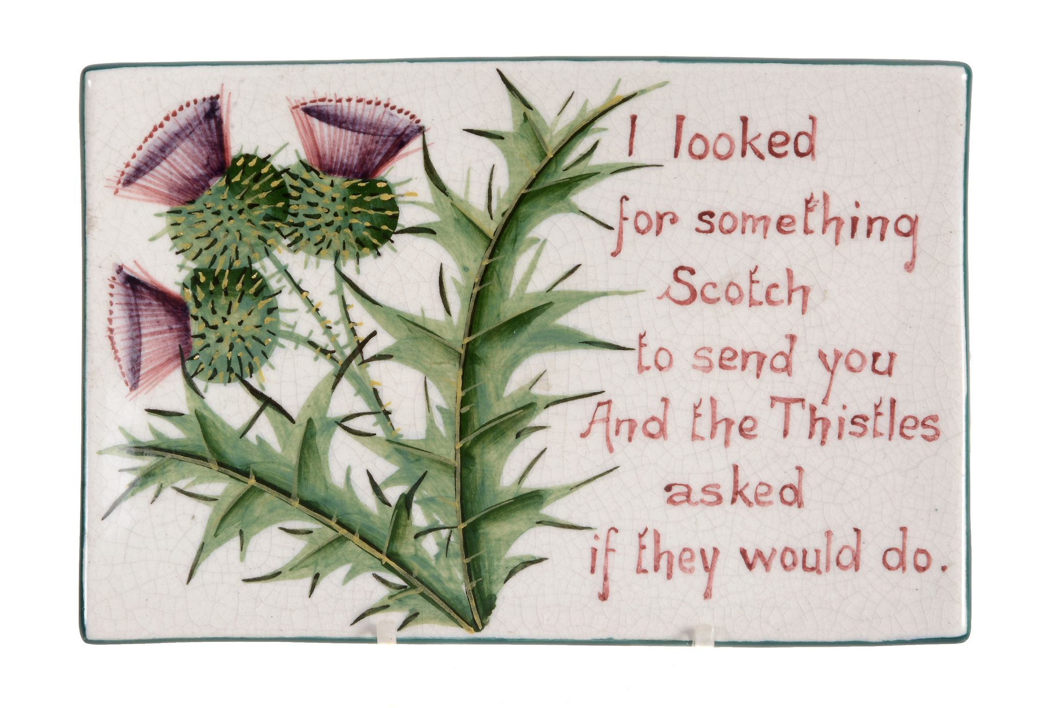 A small Wemyss Thistle tray, circa 1900 , inscribed  A small Wemyss Thistle tray, circa 1900  ,