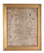 A large sampler map of the counties of England and wales, circa 1785  A large sampler map of the