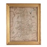 A large sampler map of the counties of England and wales, circa 1785  A large sampler map of the