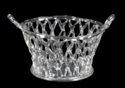 A glass open-work two-handled basket of so-called Liege type, 18th century  A glass open-work two-