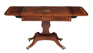 A late Regency rosewood and satinwood banded sofa table , circa 1820  A late Regency rosewood and