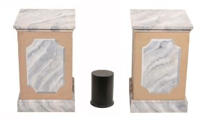 A pair of simulated marble pedestals, of recent manufacture  A pair of simulated marble pedestals,