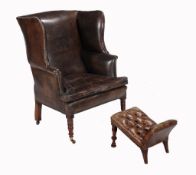 A Regency mahogany and studded leather upholstered wing armchair , circa 1815  A Regency mahogany