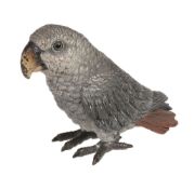 A Viennese cold painted bronze model of an African grey parrot  A Viennese cold painted bronze model
