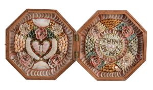 A stained hardwood cased sailor's valentine, late 19th/ early 20th century  A stained hardwood cased