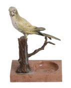 A Continental cold painted metal mounted hardstone deskstand  A Continental cold painted metal