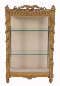 A late Victorian giltwood hanging display cabinet, circa 1890  A late Victorian giltwood hanging