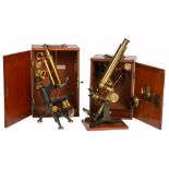 A late Victorian lacquered and patinated brass monocular microscope Negretti...