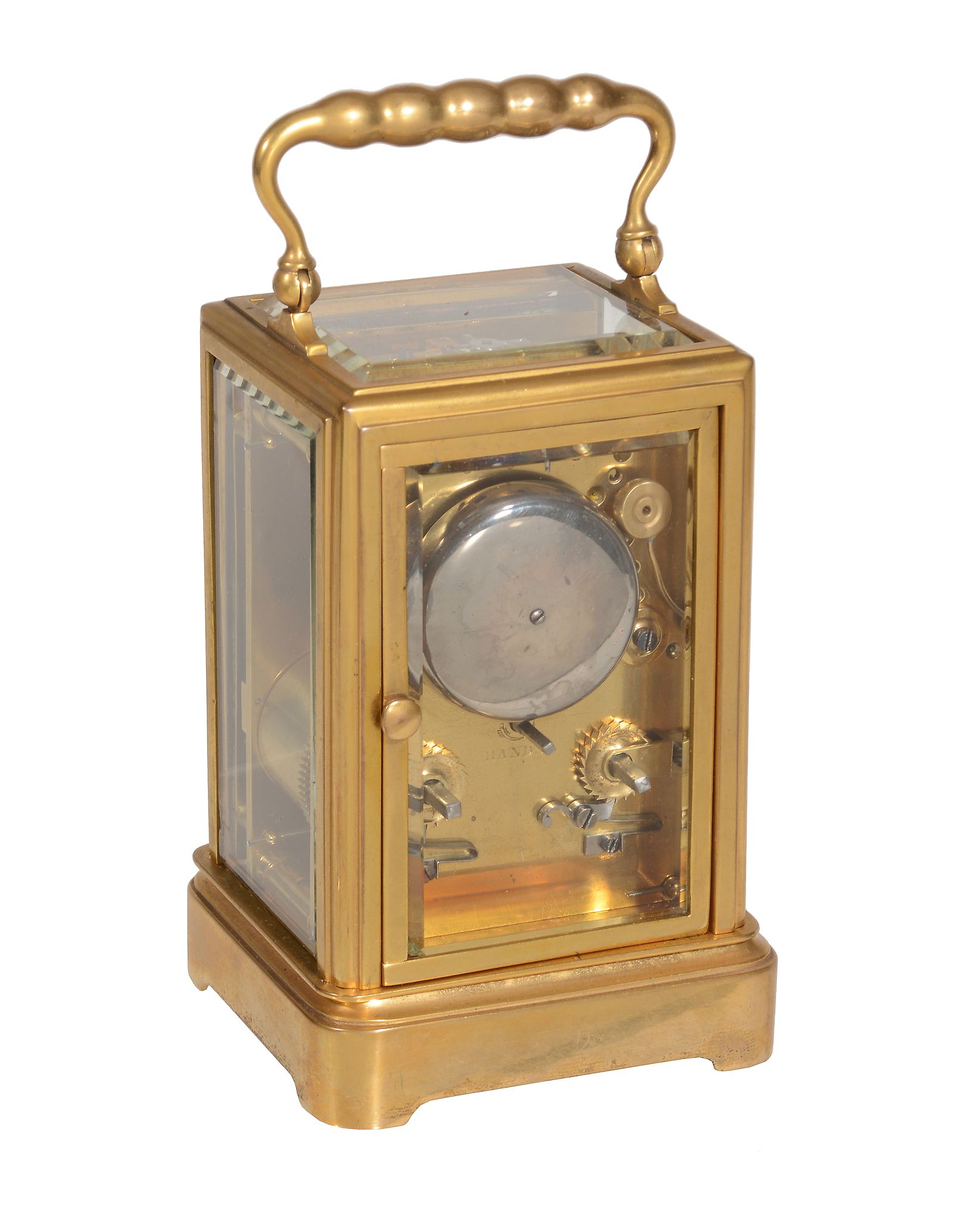 A French gilt brass carriage clock in one-piece case The dial signed for Bright - Image 3 of 4