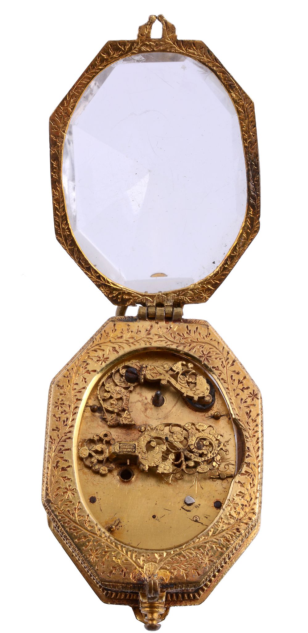 A fine Renaissance gilt brass and rock crystal pre-hairspring pendant watch... - Image 2 of 4