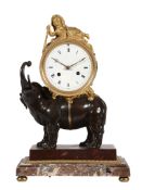 A French Louis XV style ormolu and patinated bronze figural 'elephant