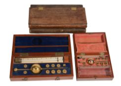 Two mahogany cased Sikes' Hydrometers Dring and Fage, London, and T. O