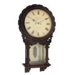 An unusual Victorian carved walnut striking drop-dial wall clock Samuel Bailey