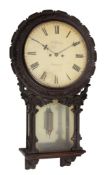 An unusual Victorian carved walnut striking drop-dial wall clock Samuel Bailey