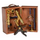 A late Victorian lacquered and patinated brass monocular microscope Henry...