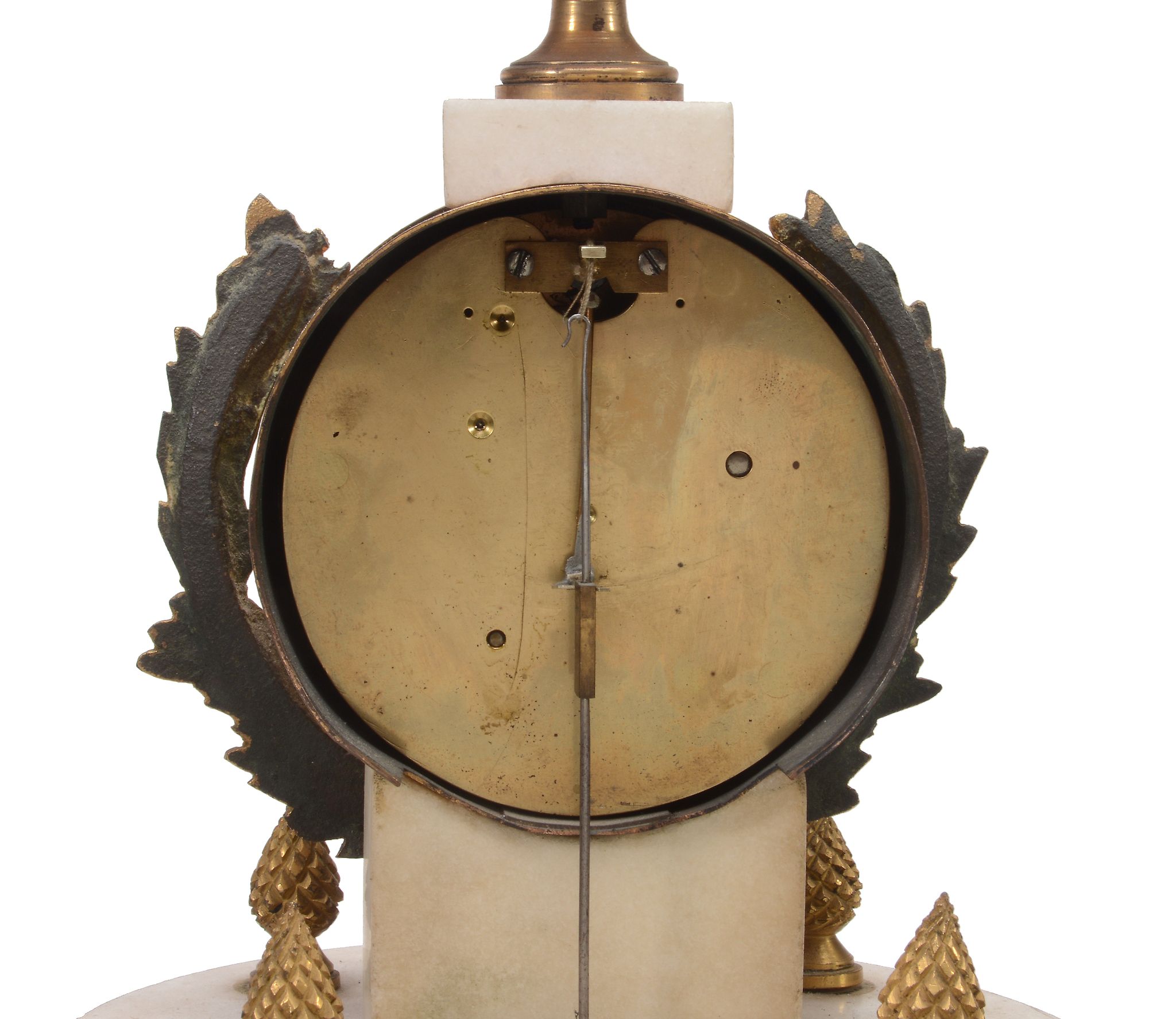 A Regency gilt brass mounted white marble small mantel timepiece in the form... - Image 2 of 2