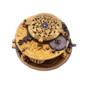A fine gilt brass verge pocket watch movement Signed for Daniel Delander